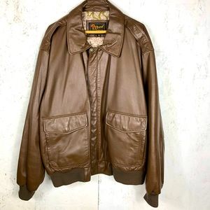 Reed Sportswear men’s leather A2 flight jacket bomber size XL brown